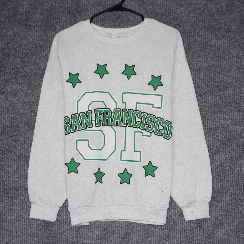 Birch and Stone SF San Francisco Graphic Sweatshirt Mens Size M Light Gray Stars